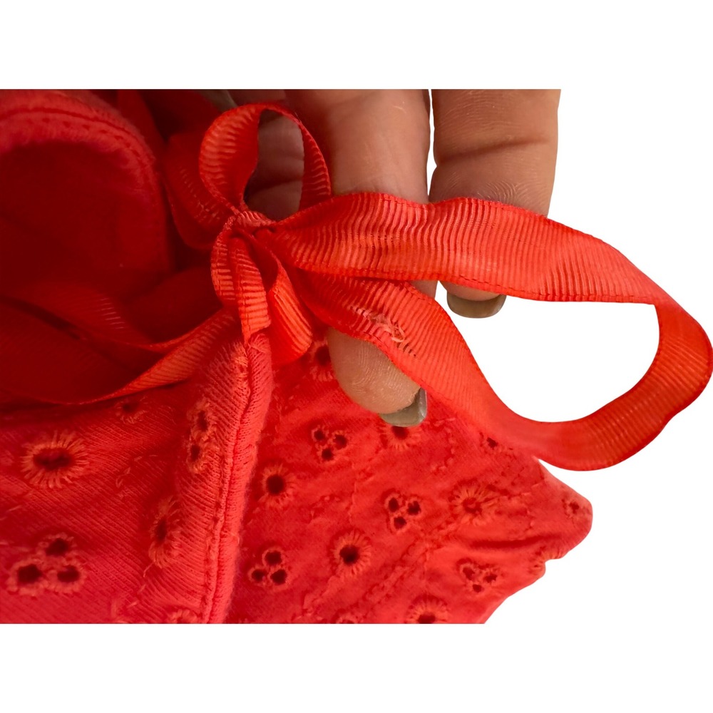 Free People Apricot Rose Dress Strawberry Eyelet Puff Sleeve Cottagecore S - Picture 9 of 9